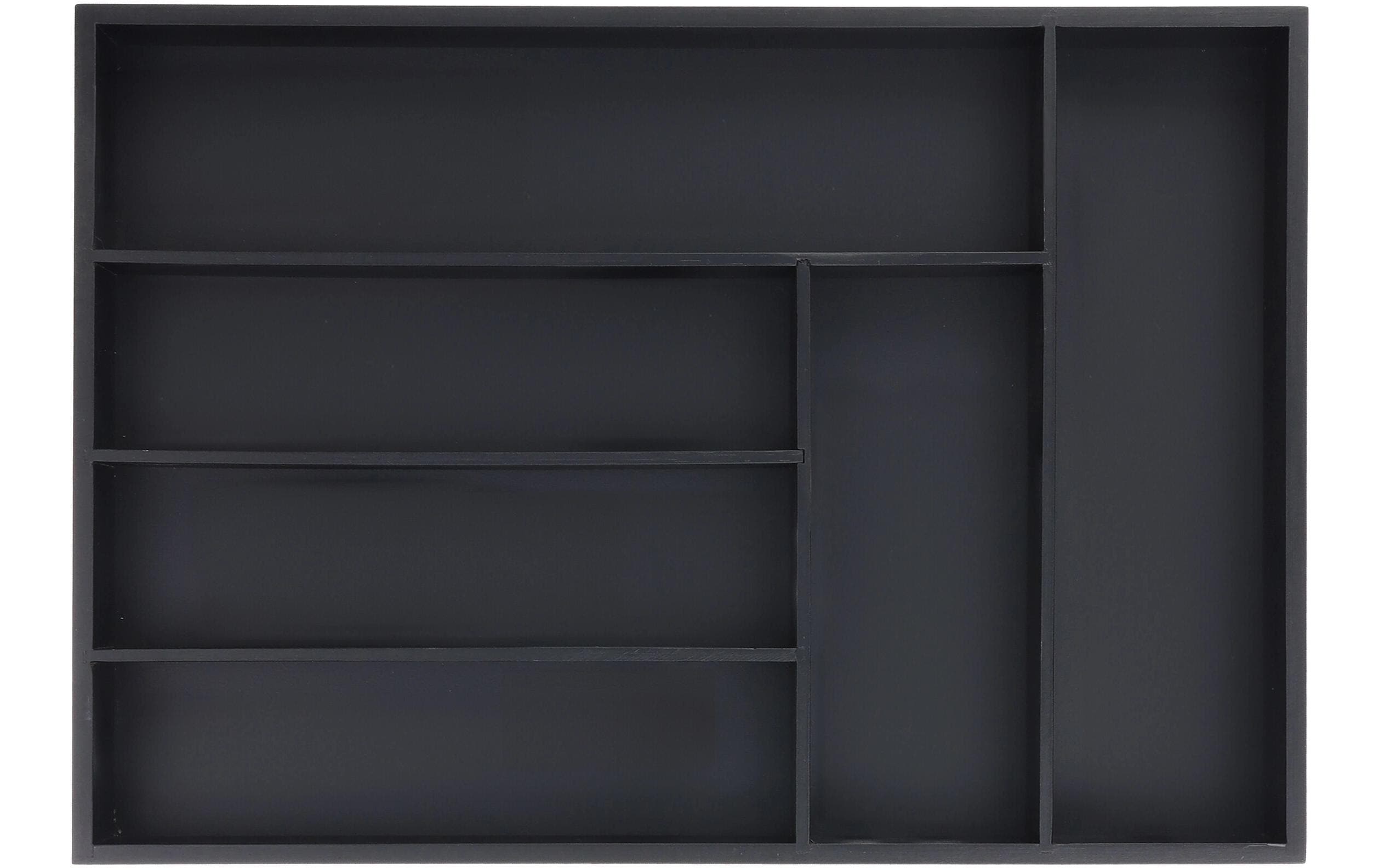 relaxdays Besteckkasten 6 Fächer Schwarz