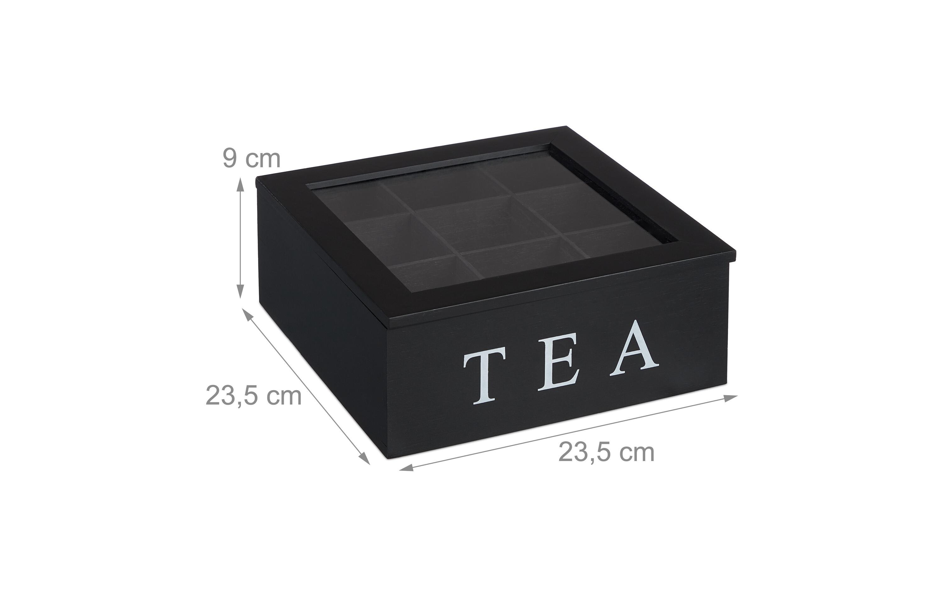 relaxdays Teebeutel-Box 9 Fächer, Schwarz relaxdays Teebeutel-Box 9 Fächer, Schwarz