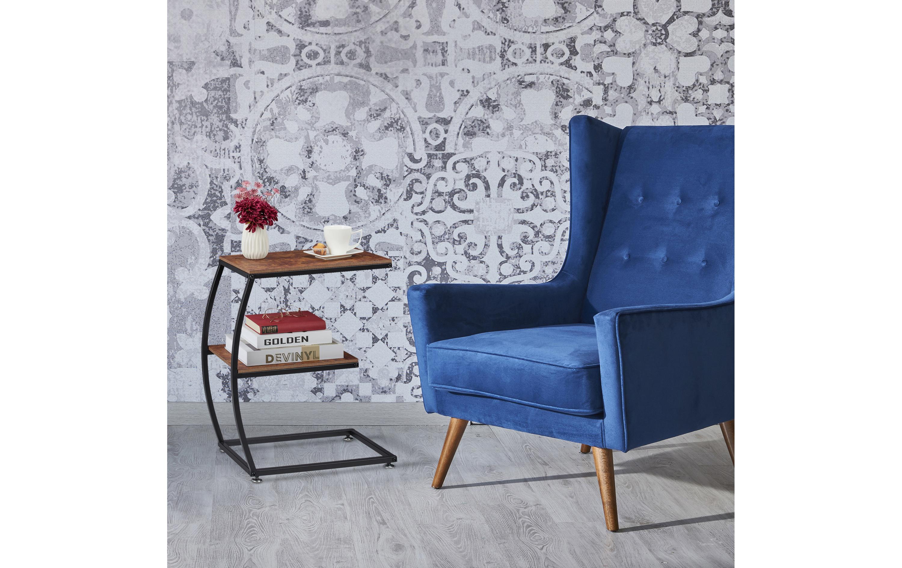 relaxdays Beistelltisch Industrial 47.5 cm x 57.5 cm, Braun/Schwarz