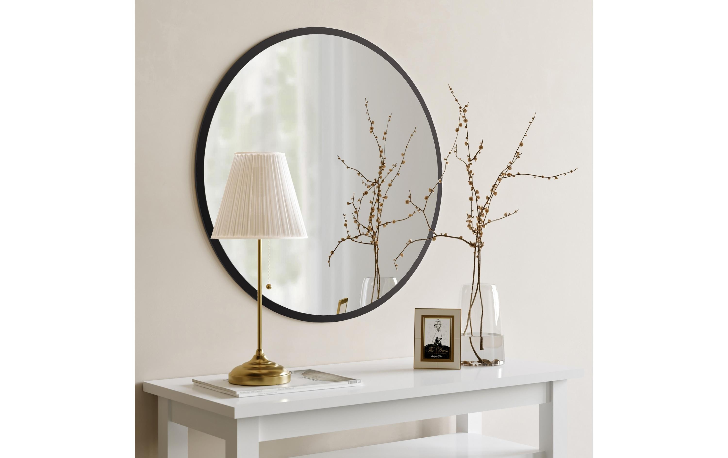 Woody Fashion Spiegel Yuvarlak Ayna Siyah A711 60 x 60 cm, Schwarz