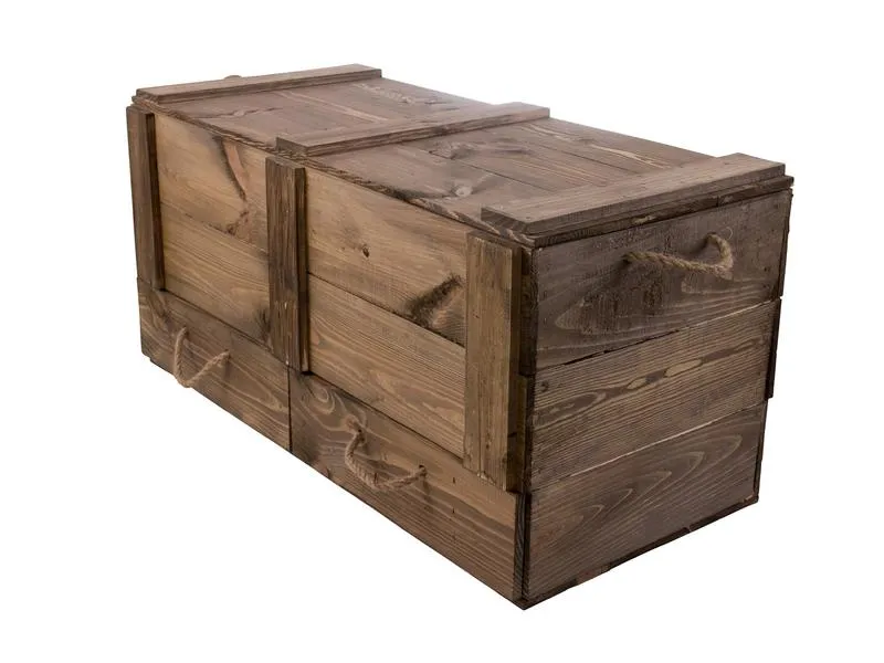 Holz Zollhaus Truhe Vintage Braun, 85 x 40 cm
