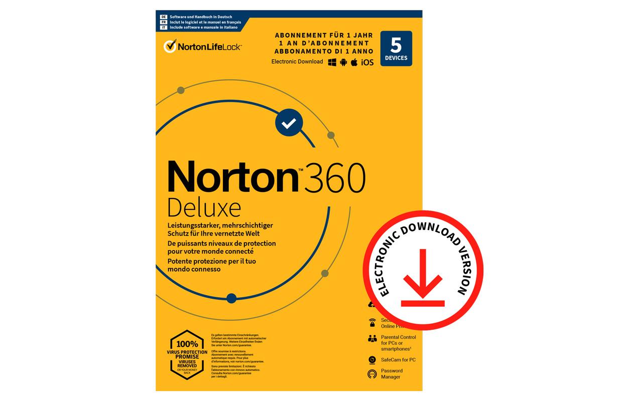 Norton Norton 360 Deluxe ESD, 5 Device, 1 Jahr Norton Norton 360 Deluxe ESD, 5 Device, 1 Jahr
