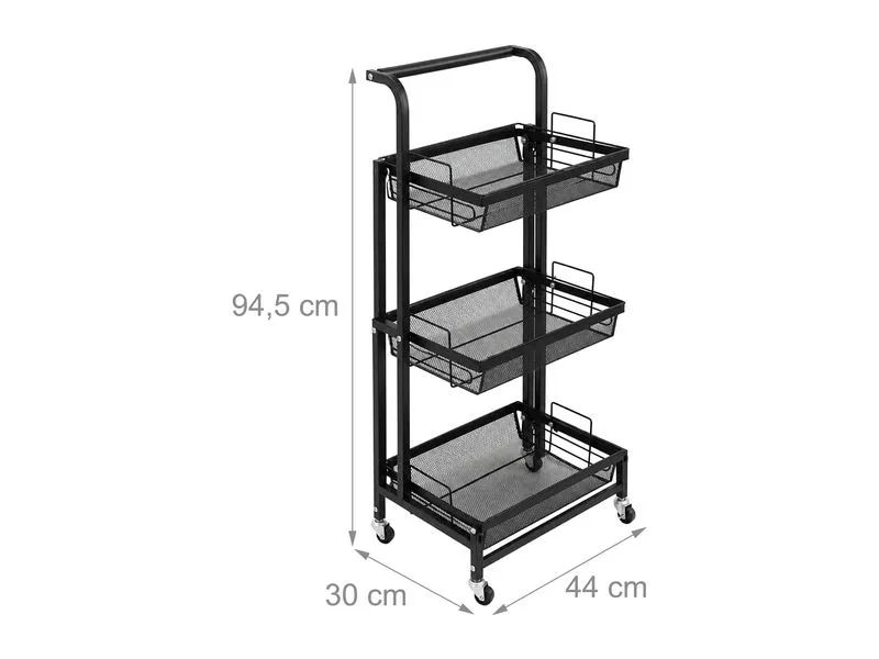 relaxdays Küchenwagen Küchenwagen 44 x 94.5 x 30 cm, Schwarz relaxdays Küchenwagen Küchenwagen 44 x 94.5 x 30 cm, Schwarz