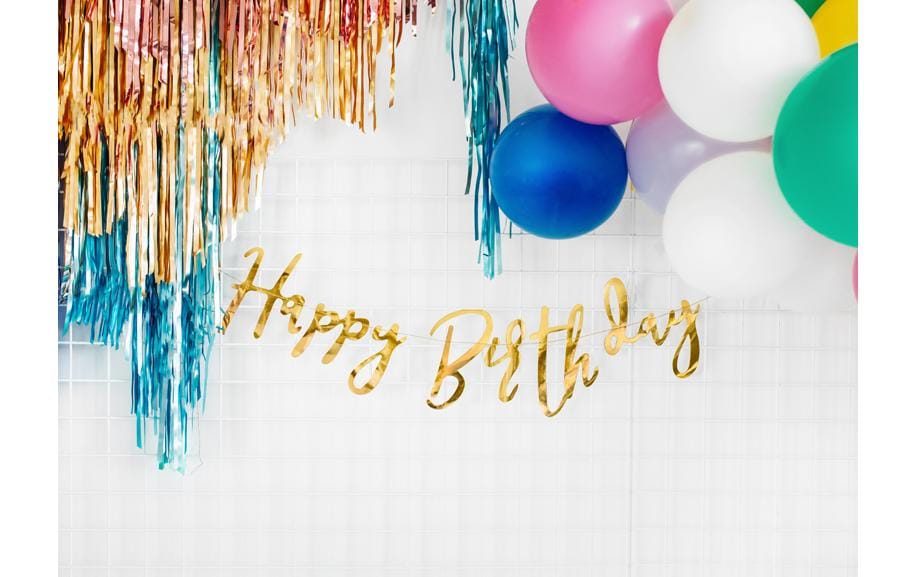 Partydeco Girlande Happy Birthday Gold, 16.5 x 62 cm