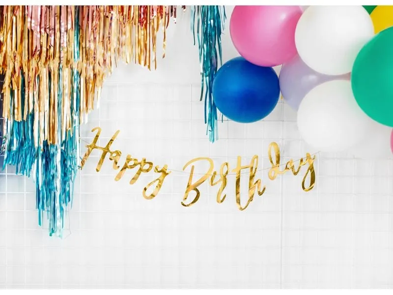 Partydeco Girlande Happy Birthday Gold, 16.5 x 62 cm