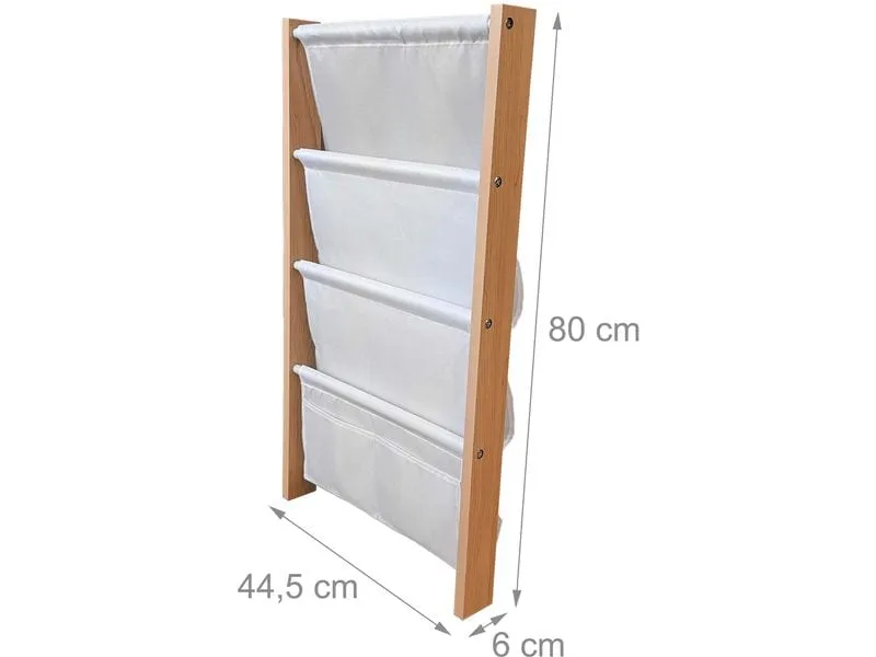 relaxdays Kinderbücherregal MDF, Stoff, Natur, Weiss relaxdays Kinderbücherregal MDF, Stoff, Natur, Weiss