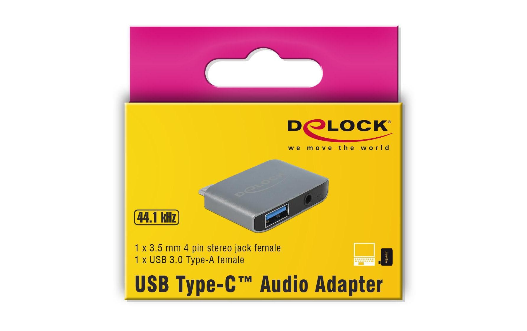 Delock Soundkarte USB Type-C Klinkenbuchse 3.5 mm + USB 3.0 A