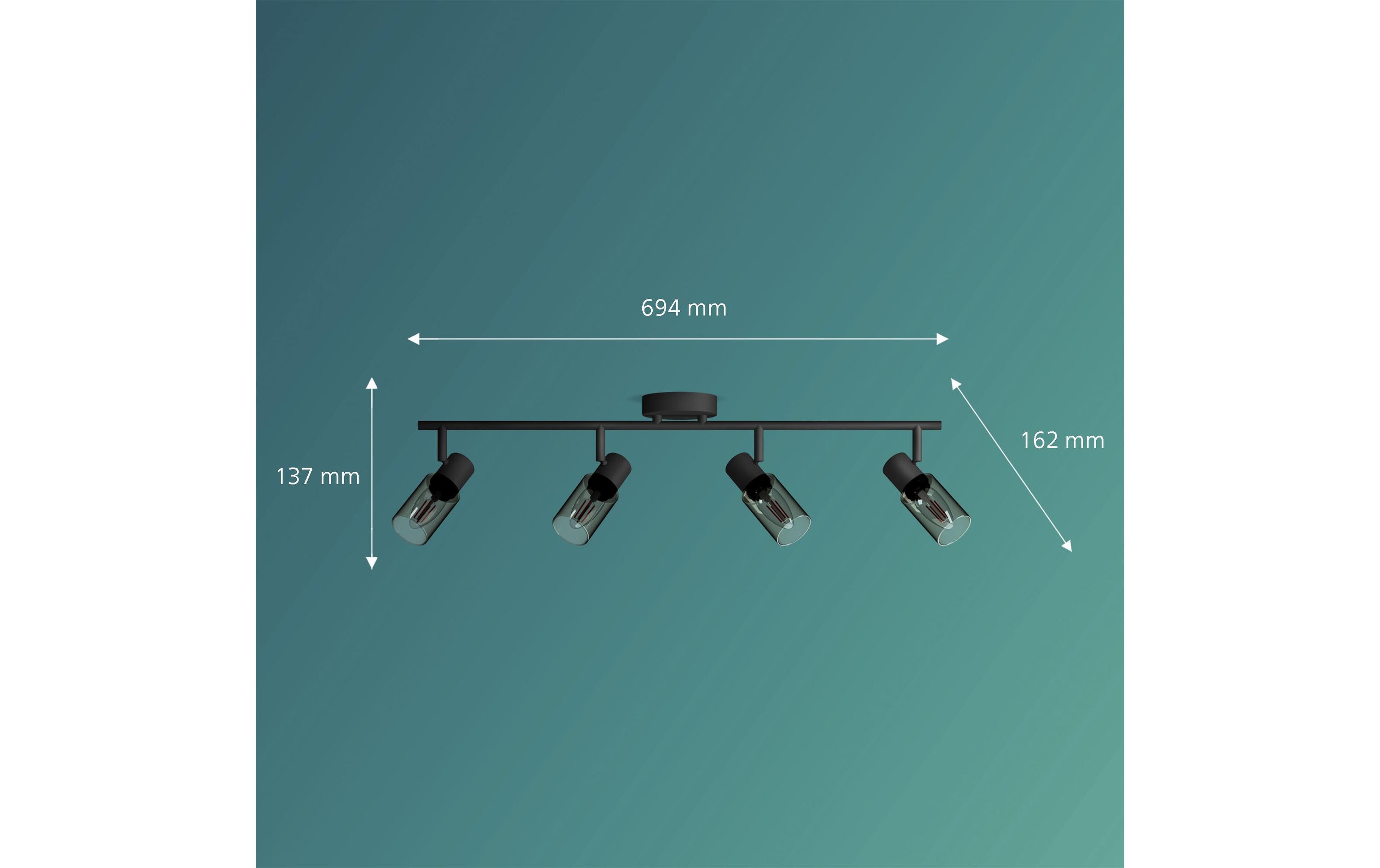 Philips Aufbauspot Palms 4er Spot für E14 Schwarz, ohne Leuchtmittel