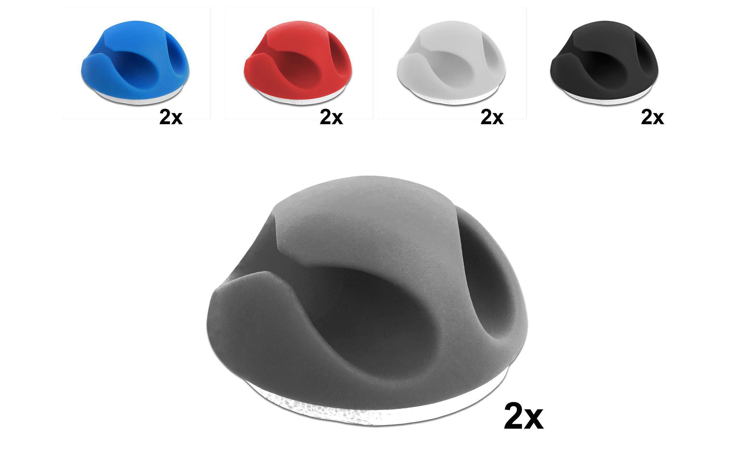 Delock Kabelhalter 4 mm, 5x2 Stück, farbig, 2 Durchführungen