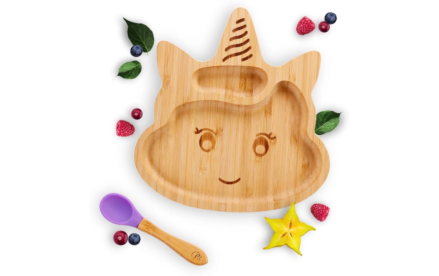 Kleinfuchs Kinderteller Bambus Einhorn Lila Kleinfuchs Kinderteller Bambus Einhorn Lila