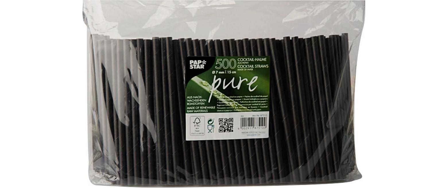Papstar Strohhalm Cocktail 500 Stück, Schwarz
