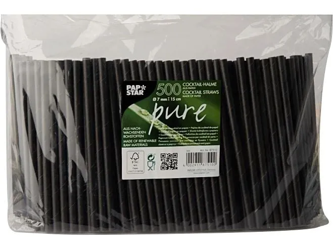 Papstar Strohhalm Cocktail 500 Stück, Schwarz Papstar Strohhalm Cocktail 500 Stück, Schwarz