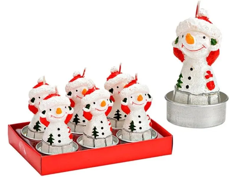 G. Wurm Teelichter Schneemann 6 Stück, Weiss