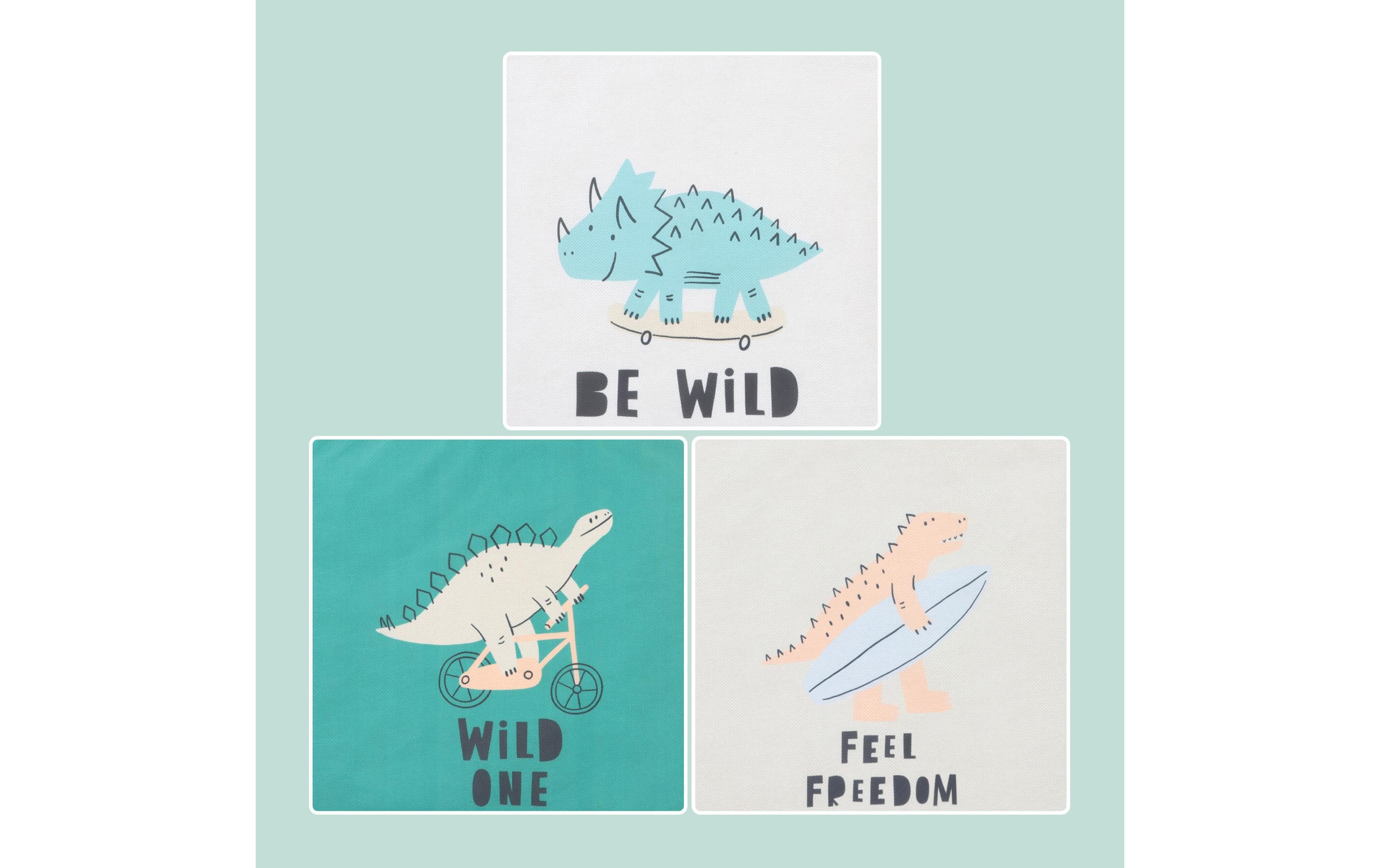 relaxdays Spielzeugbox Dino 3 Stück