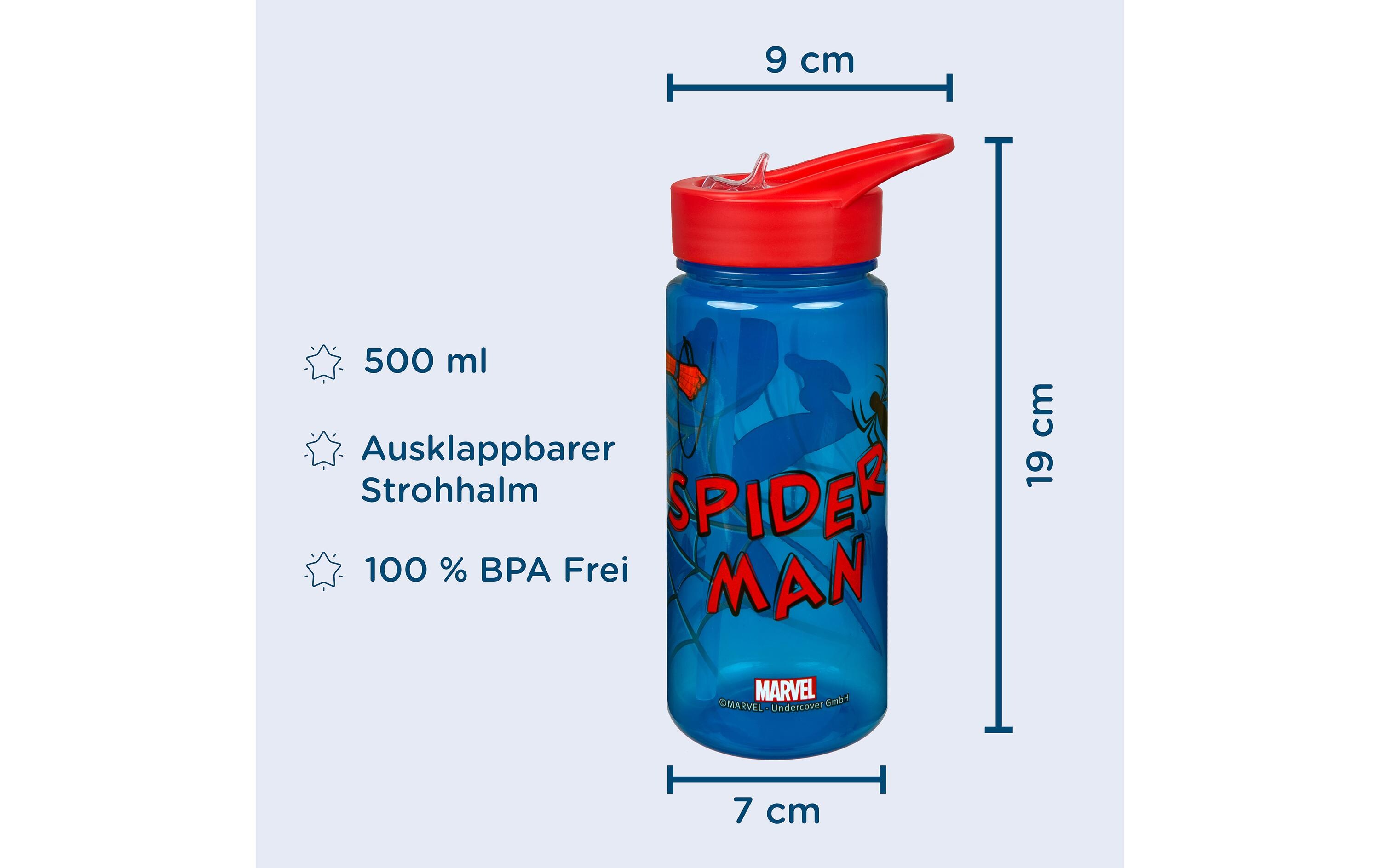 Scooli Trinkflasche Spiderman 500 ml, Blau/Rot