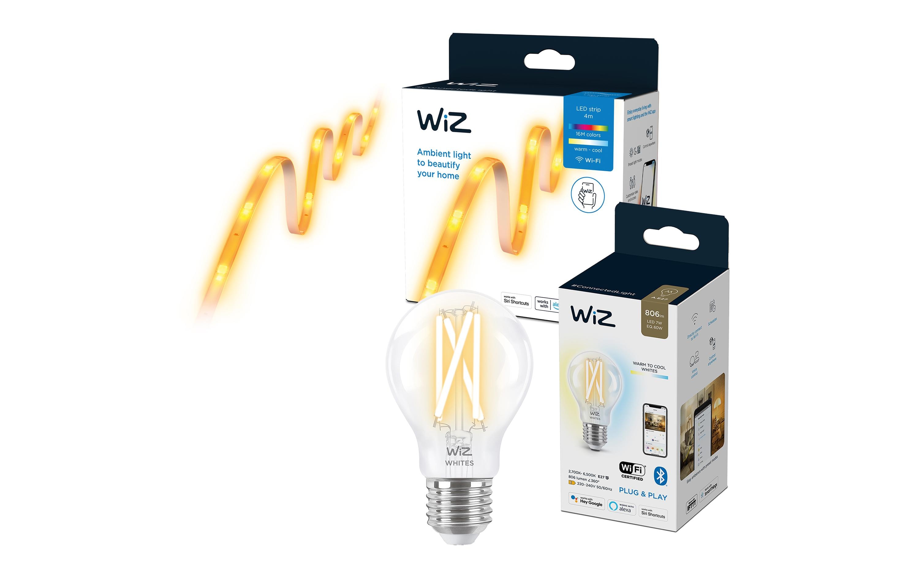 WiZ Starterset LED Lightstrip RGBW 4 m, 13W + Filament E27, 6.7W