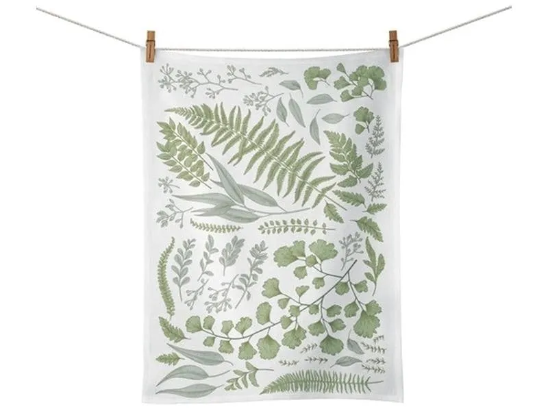 Chic Mic Geschirrtuch Green Leaves Grün/Weiss