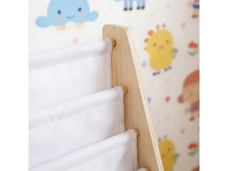relaxdays Kinderregal Holz Polyester Weiss Hellbraun