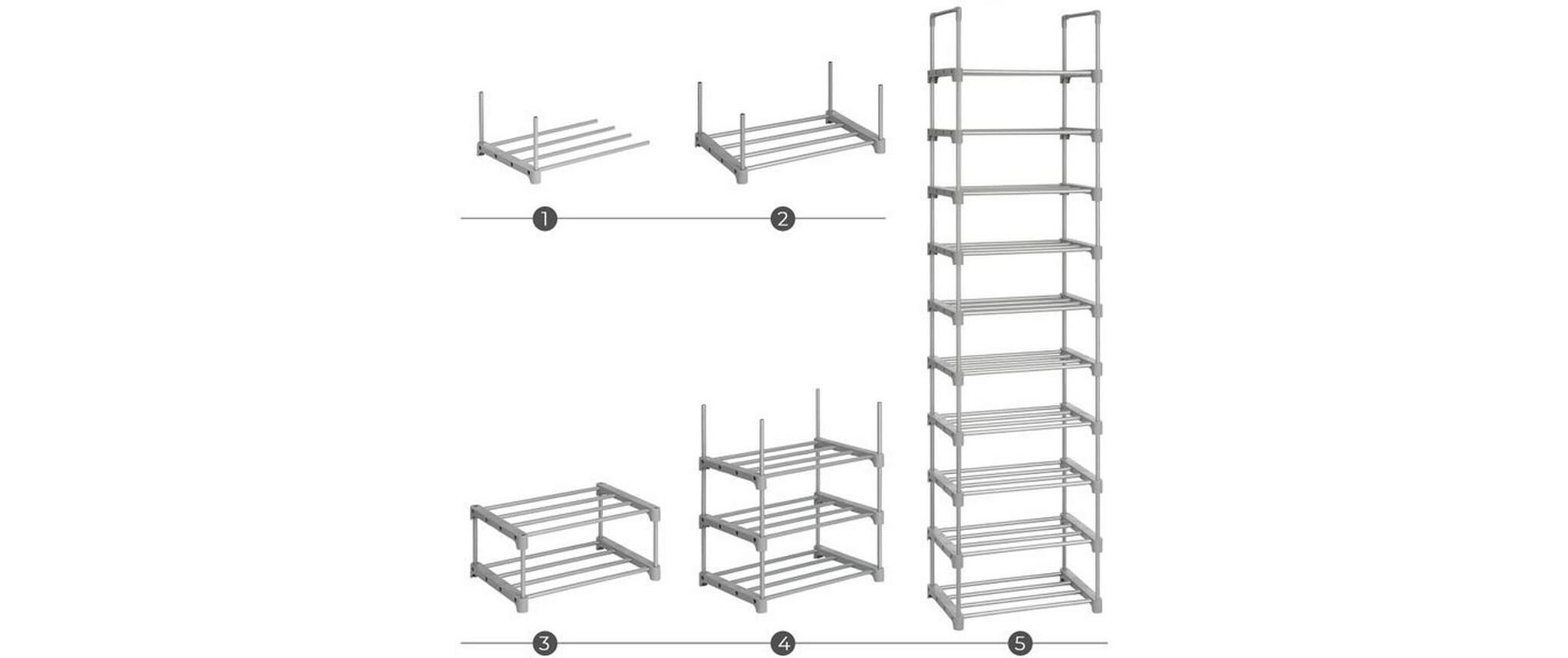 Songmics Schuhregal 30 cm x 174 cm, Grau