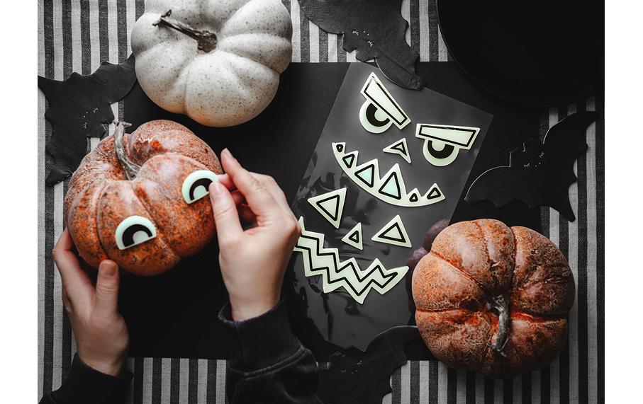 Partydeco Gel-Aufkleber für Kürbis, leuchtend, 2 Stück