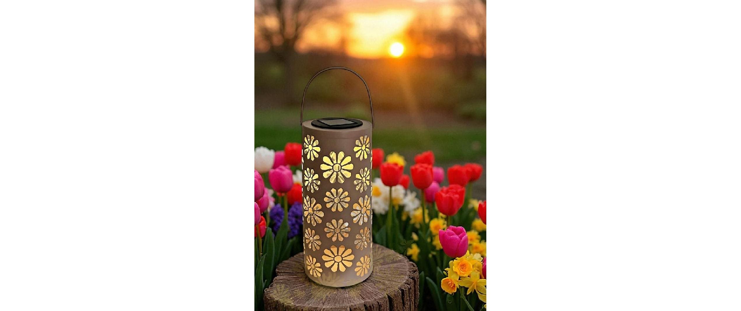 Dameco LED Solar Laterne mit 1 LED aus Metall in Rosa