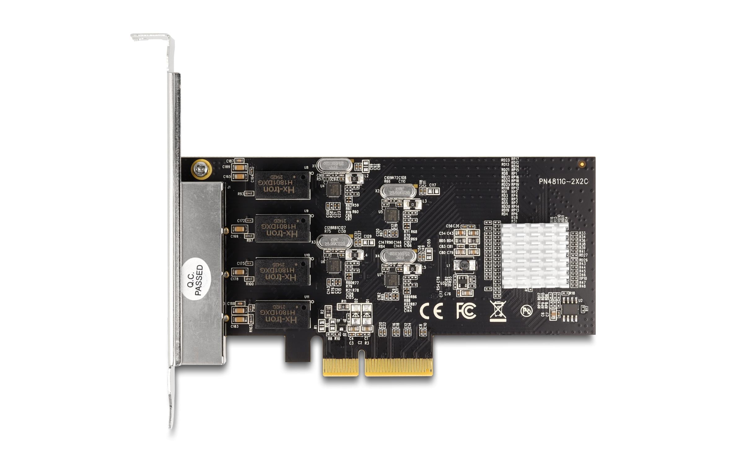 Delock Netzwerkkarte 4x RJ45 1Gbps, PCI-Express x4
