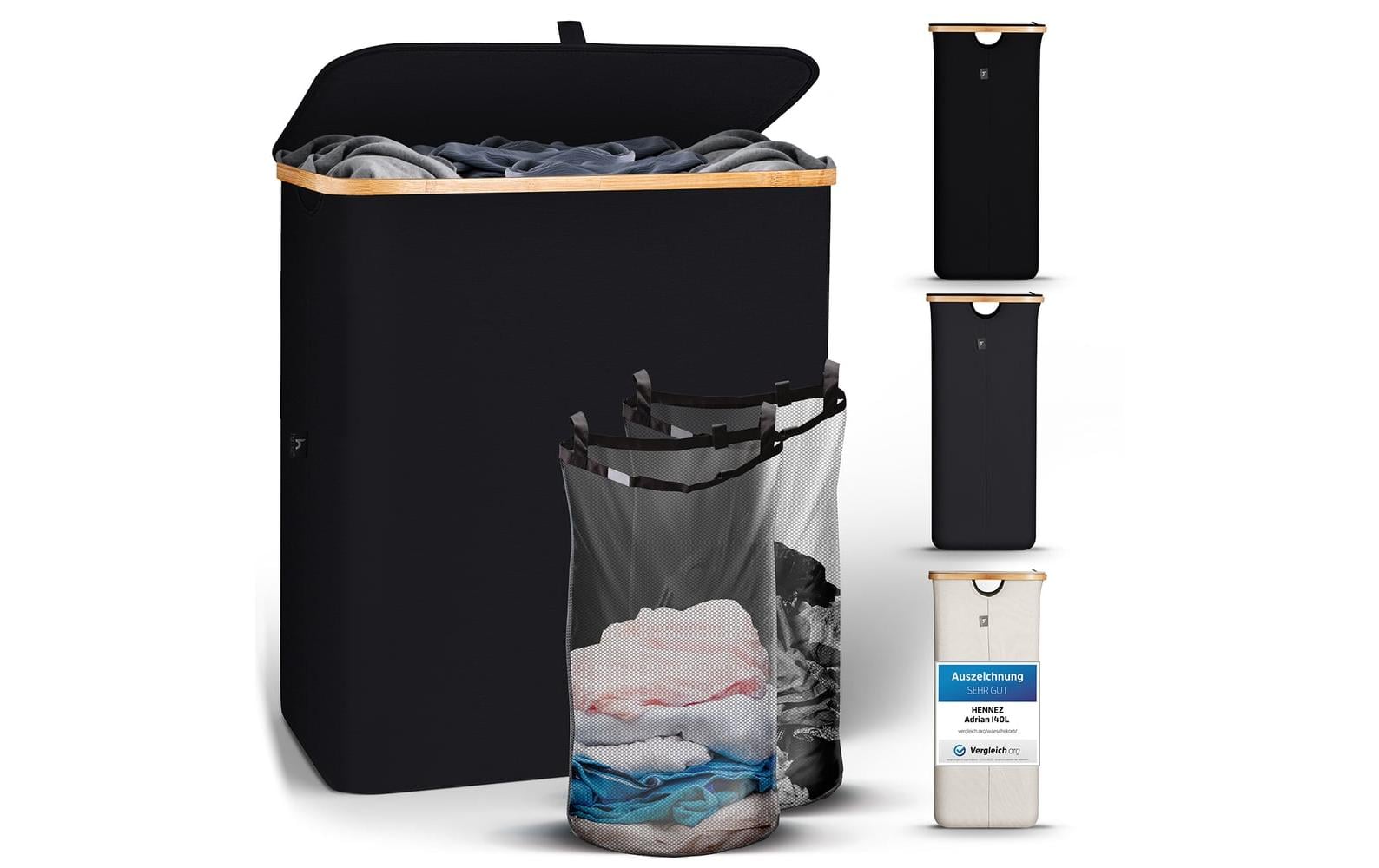 Hennez Wäschekorb Adrian 140 l, Schwarz