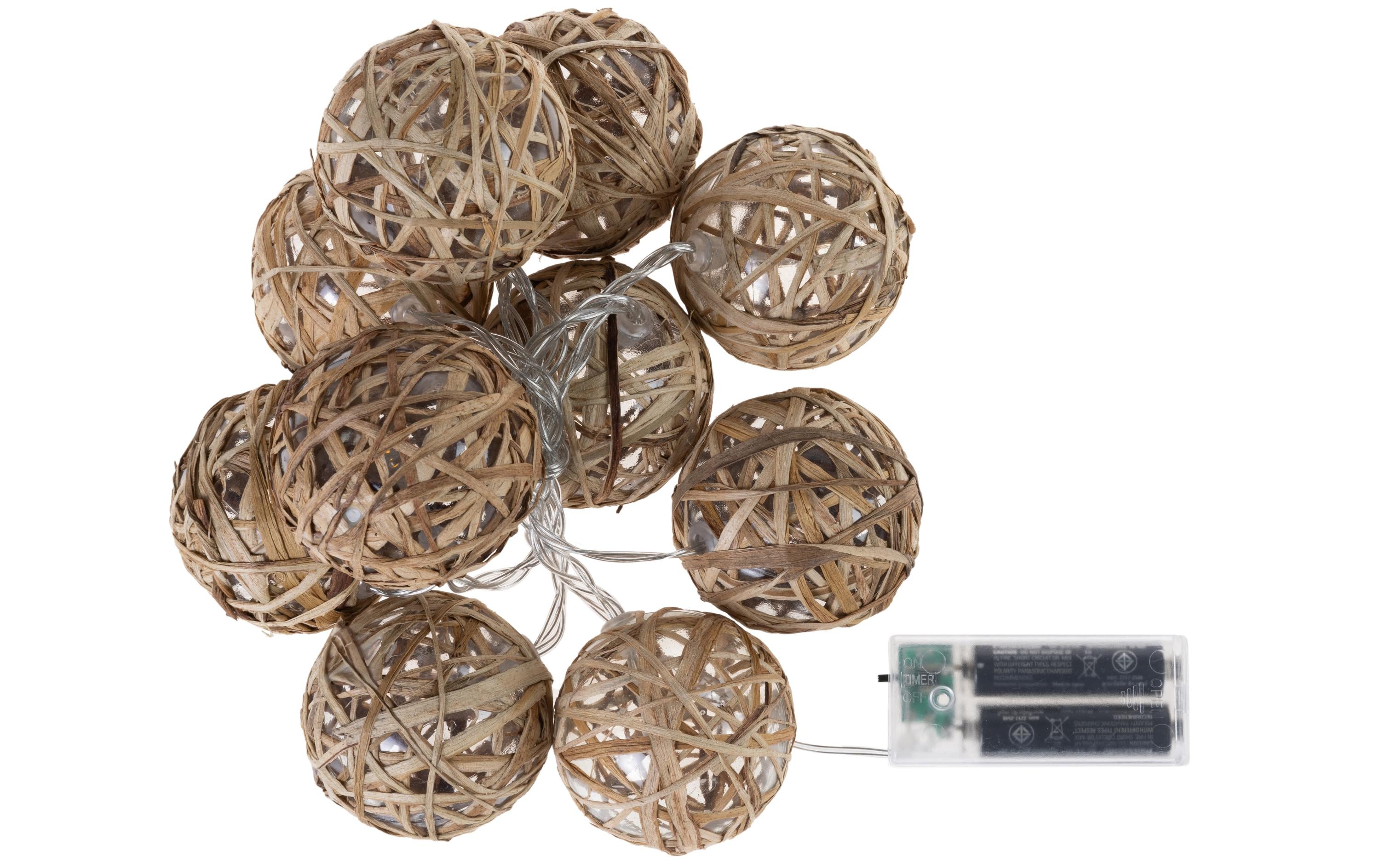 COCON Lichterkette Stroh-Rattan, 175 cm