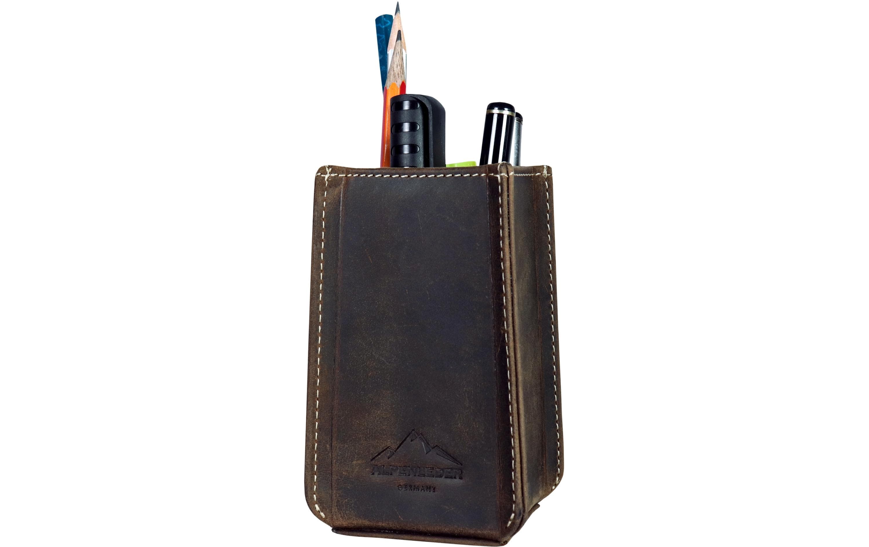 Alpenleder Stiftehalter Haferl Dunkelbraun