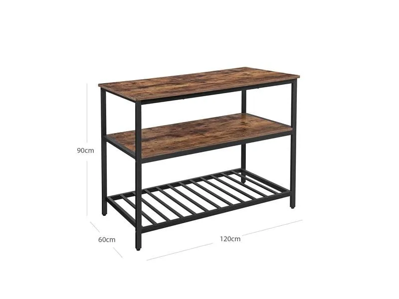 VASAGLE Küchenregal mit 3 Ablagen 120 x 90 cm, Braun/Schwarz VASAGLE Küchenregal mit 3 Ablagen 120 x 90 cm, Braun/Schwarz