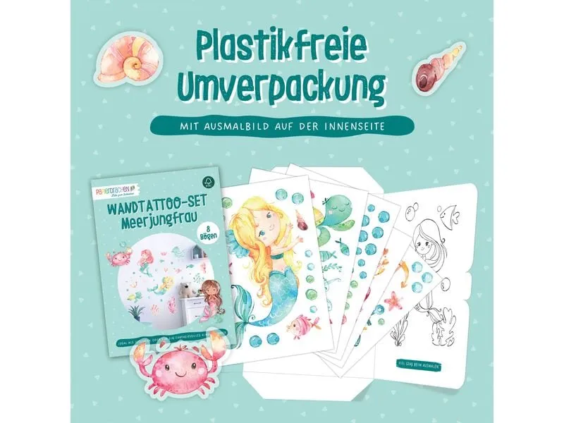Papierdrachen Wandtattoo-Set Meerjungfrau Papierdrachen Wandtattoo-Set Meerjungfrau