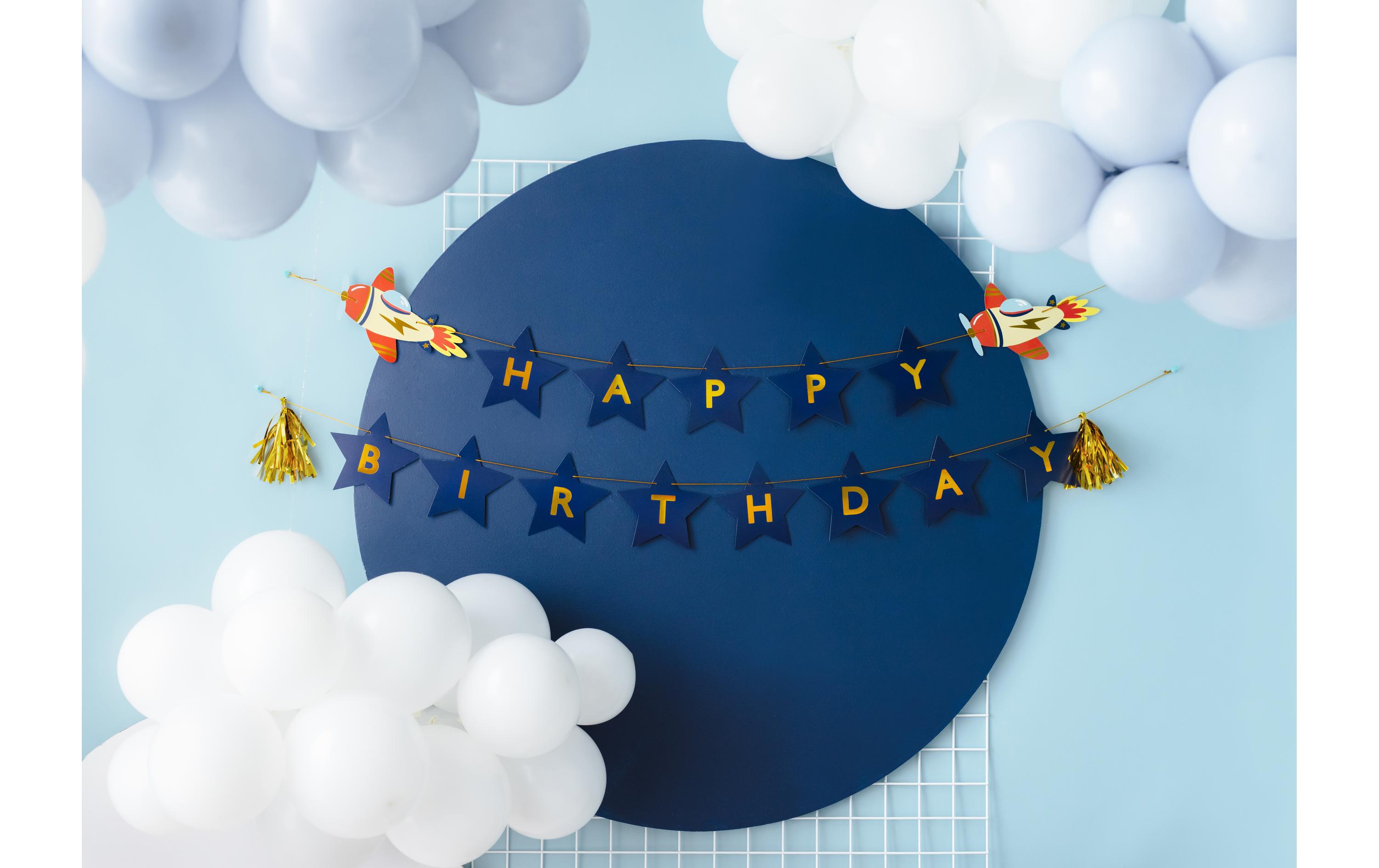 Partydeco Girlande Flugzeug 3 m, Dunkelblau