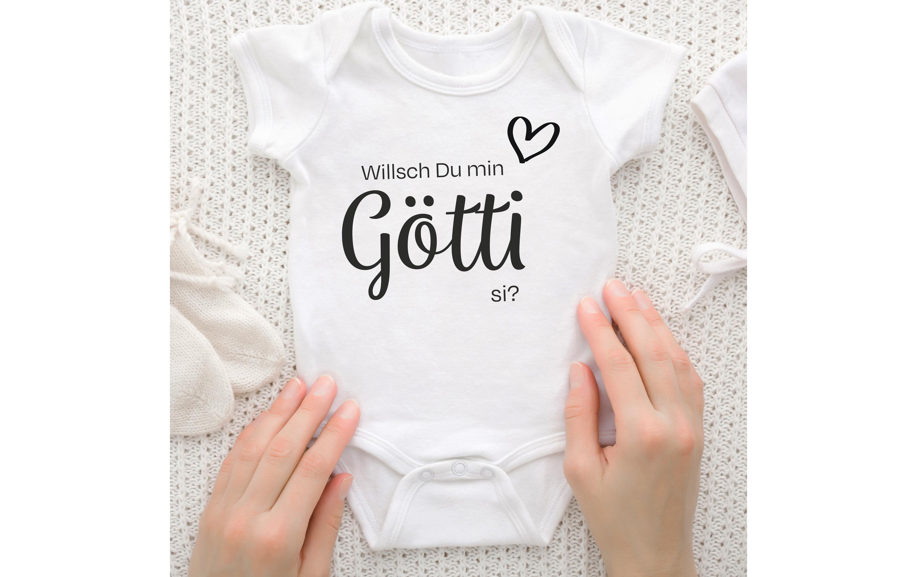 Trendcompany Babybody Willsch du Götti, 62/68, Weiss