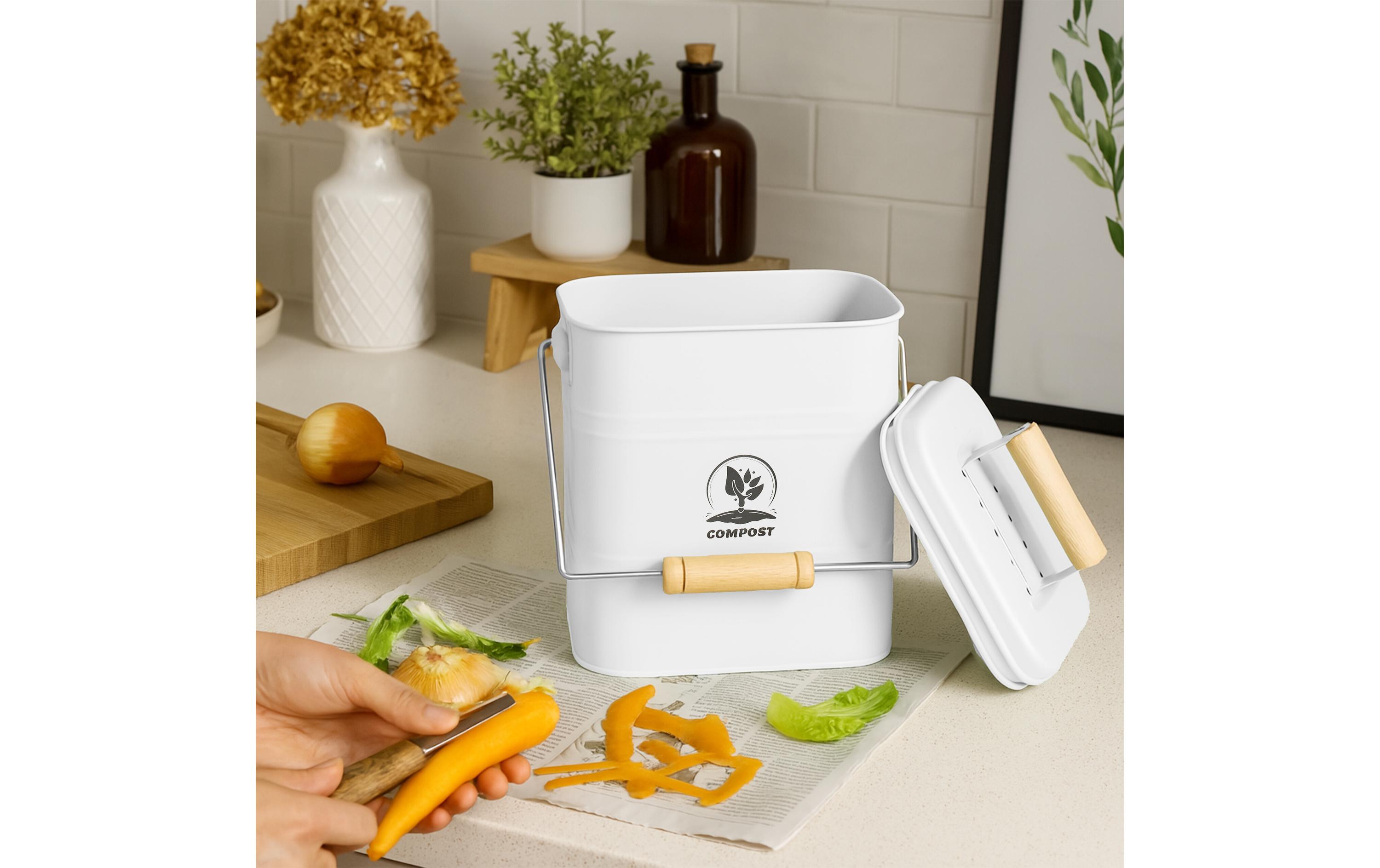 relaxdays Komposteimer 3.5 l, Hellbraun/Weiss