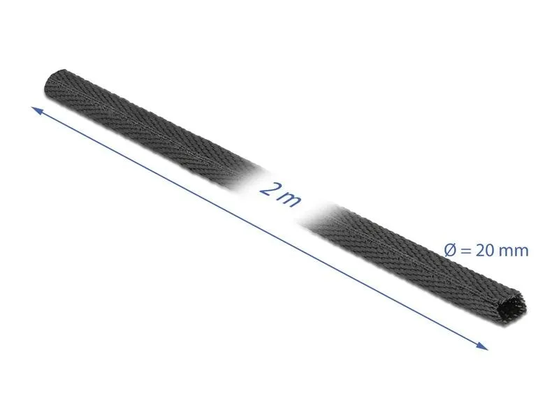 Delock Gewebeschrumpfschlauch 2 m x 20 mm Schwarz