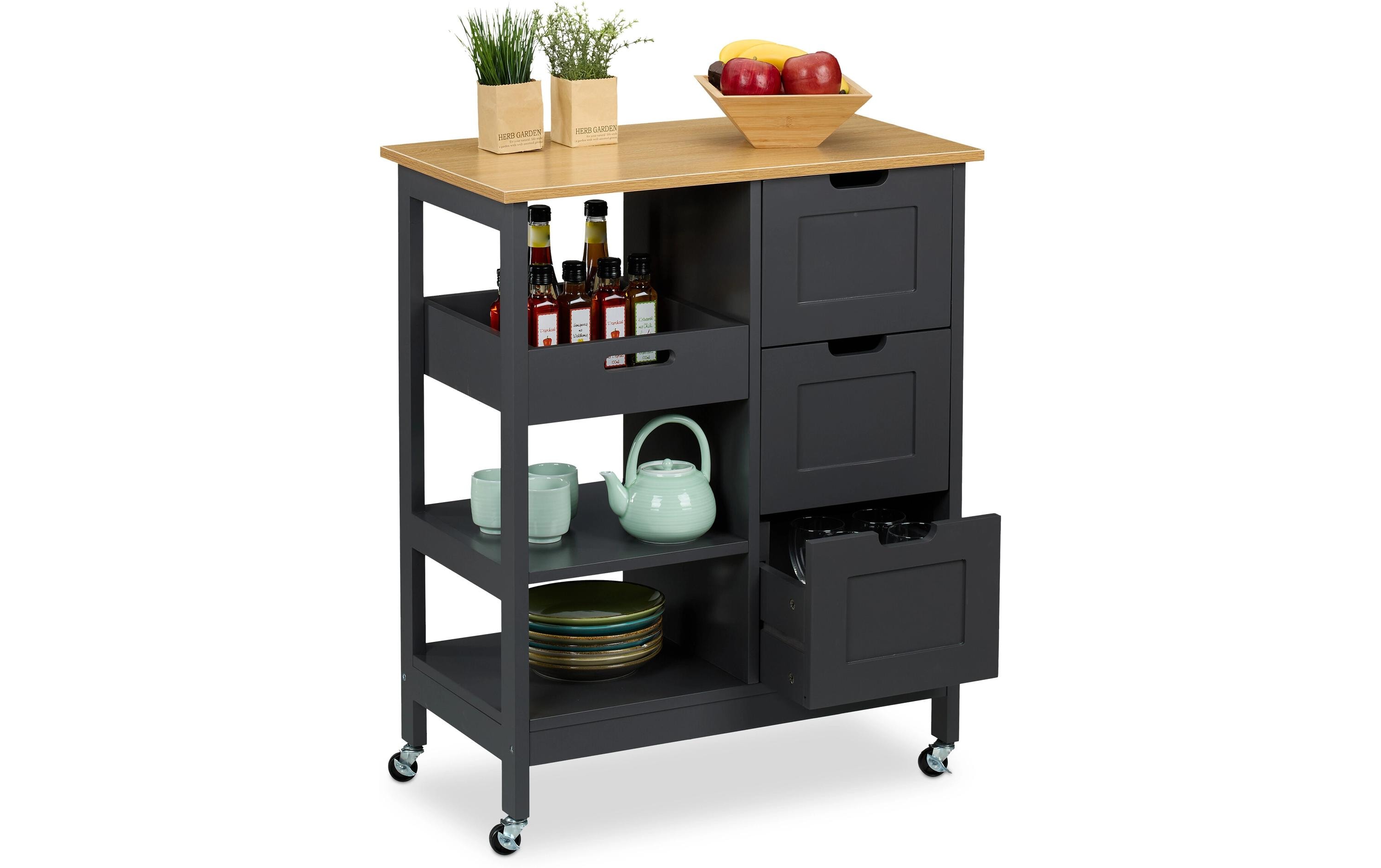 relaxdays Küchenwagen 85 x 68.5 x 38.5 cm, Grau relaxdays Küchenwagen 85 x 68.5 x 38.5 cm, Grau