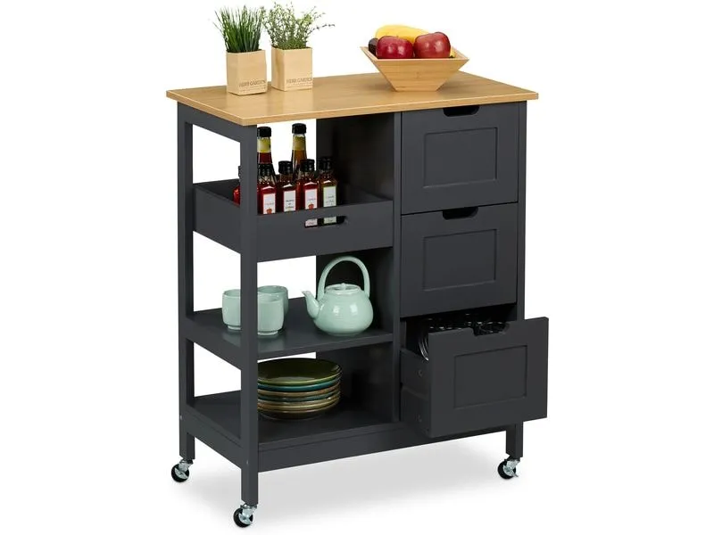 relaxdays Küchenwagen 85 x 68.5 x 38.5 cm, Grau relaxdays Küchenwagen 85 x 68.5 x 38.5 cm, Grau