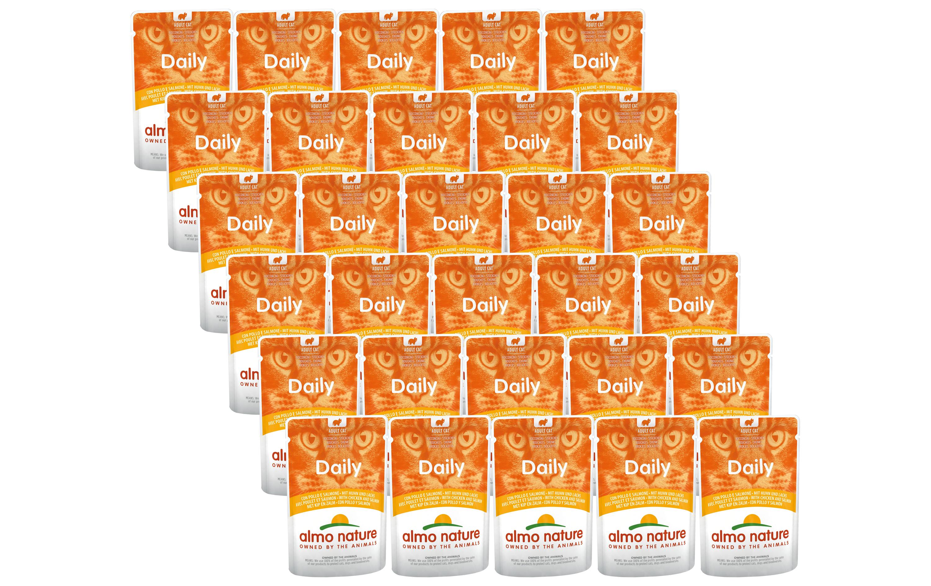 Almo Nature Nassfutter Daily mit Huhn und Lachs, 30 x 70 g