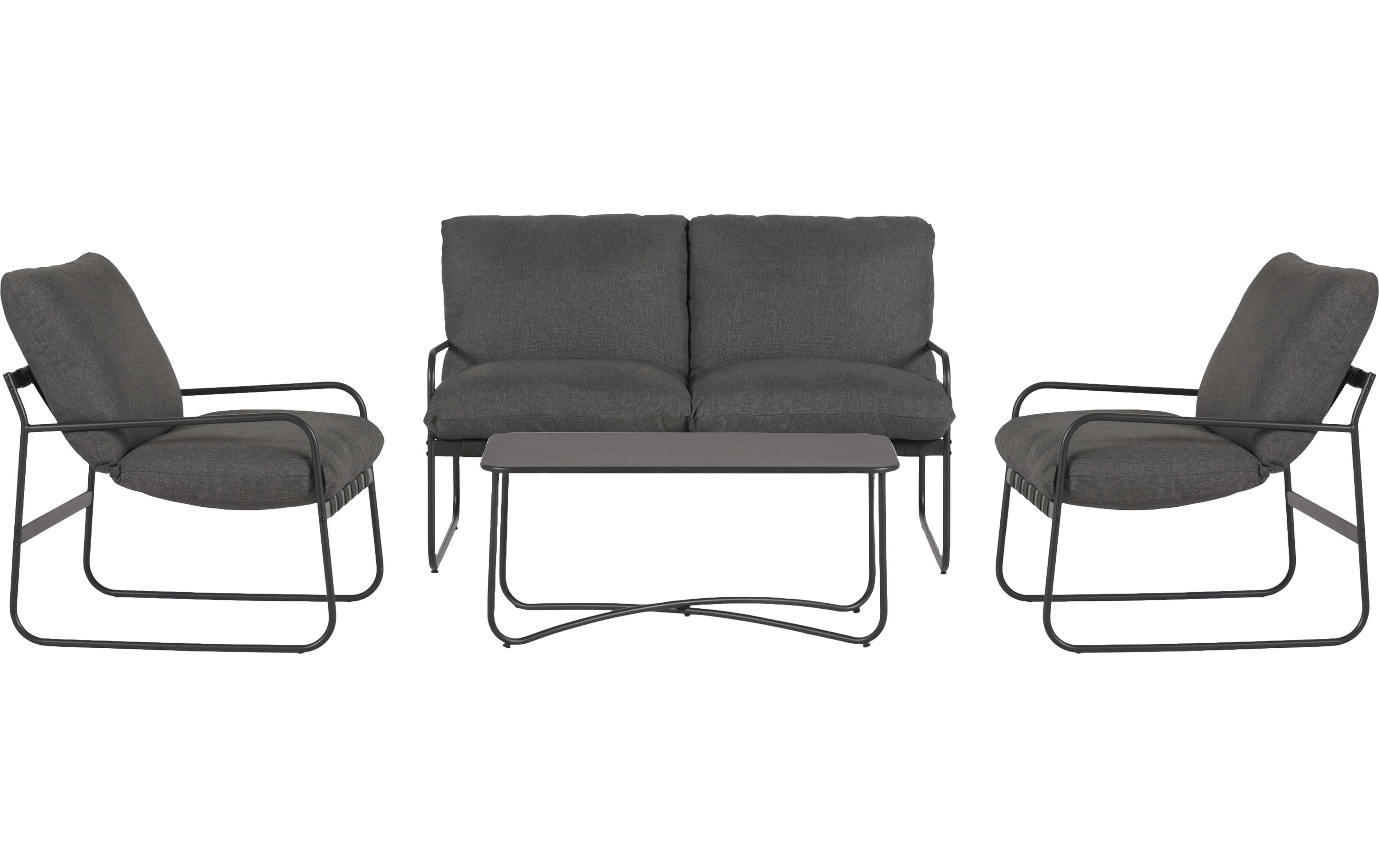 Schou Loungeset Theodor Deluxe 4-teilig, Schwarz, Grau