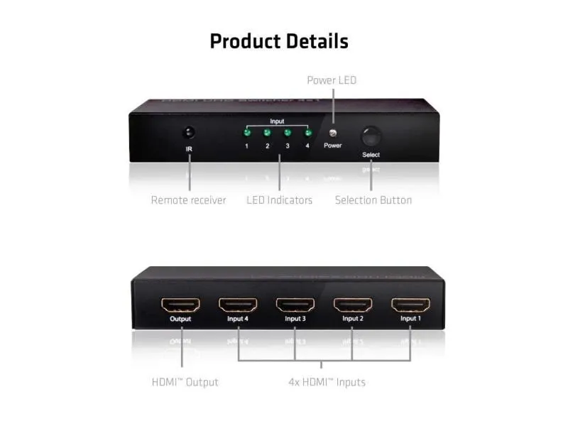 Club 3D Switchbox HDMI 2.0 UHD, 4 Port
