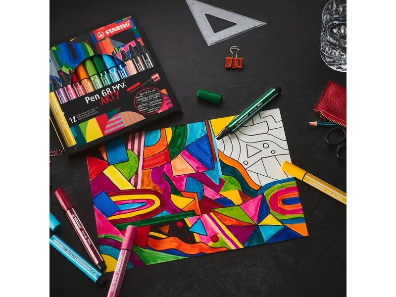 STABILO Filzstift Pen 68 MAX Schwarz, 5 Stück STABILO Filzstift Pen 68 MAX Schwarz, 5 Stück