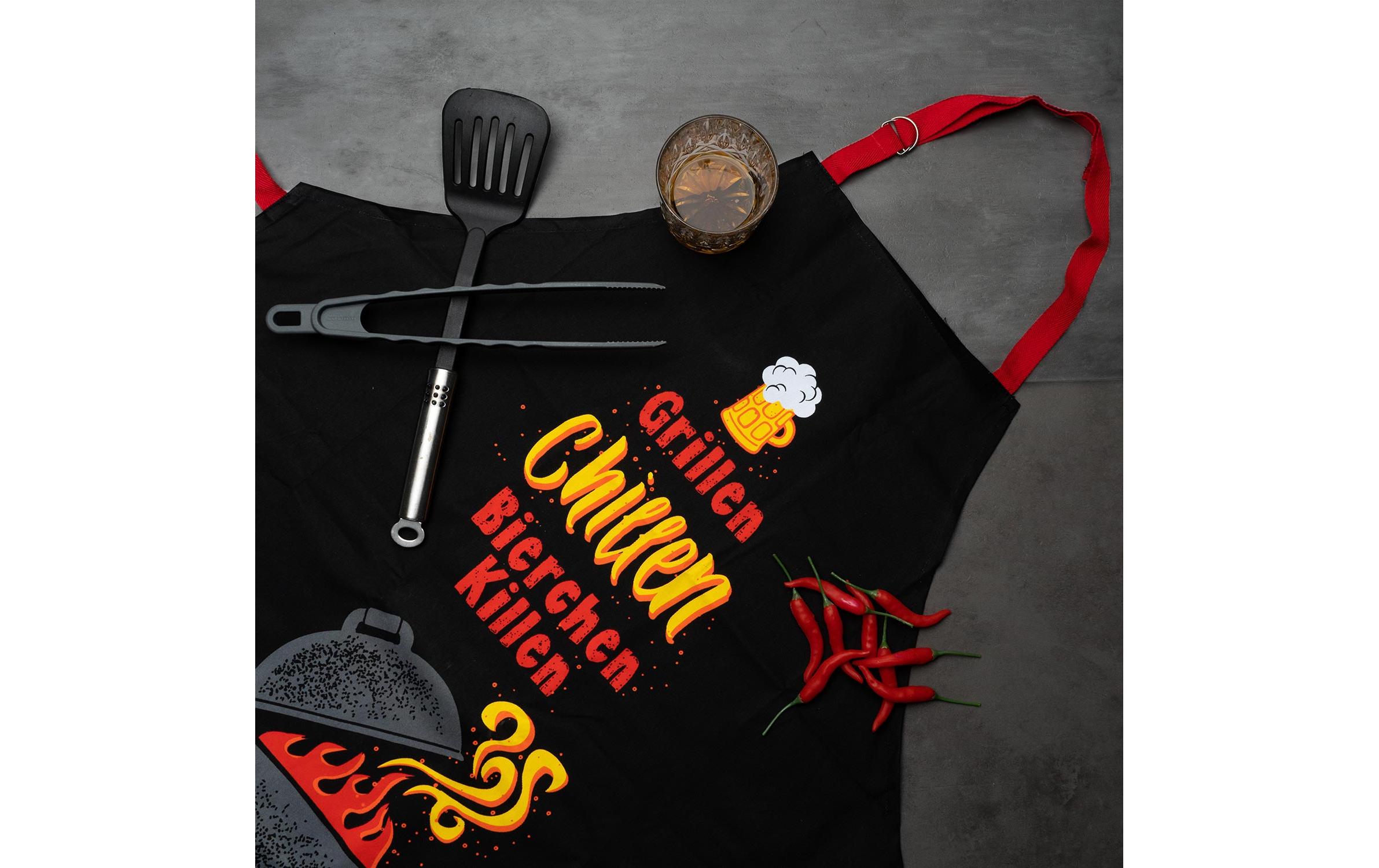 Sheepworld Kochschürze Grillen, Chillen, Bierchen killen Schwarz