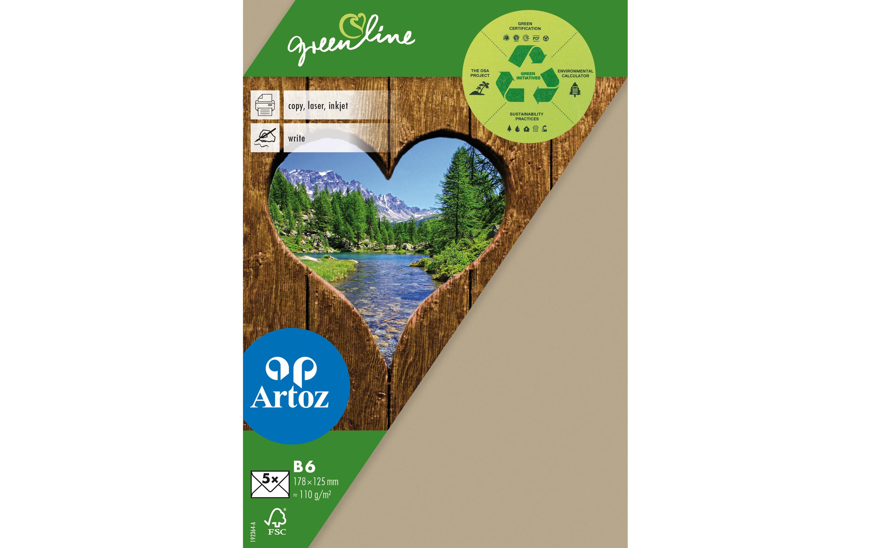 Artoz Couvert Greenline B6, 5 Stück, Hellbraun