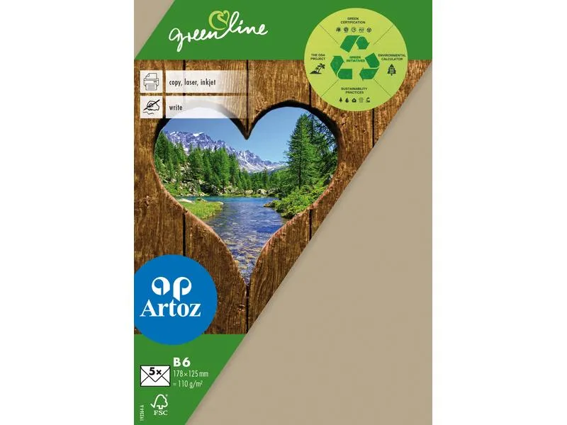 Artoz Couvert Greenline B6, 5 Stück, Hellbraun Artoz Couvert Greenline B6, 5 Stück, Hellbraun