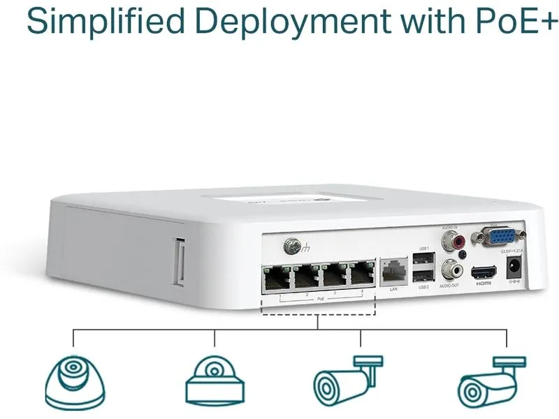 TP-Link Netzwerkrekorder NVR1104H-4P 0 TB, 4 Kanal TP-Link Netzwerkrekorder NVR1104H-4P 0 TB, 4 Kanal