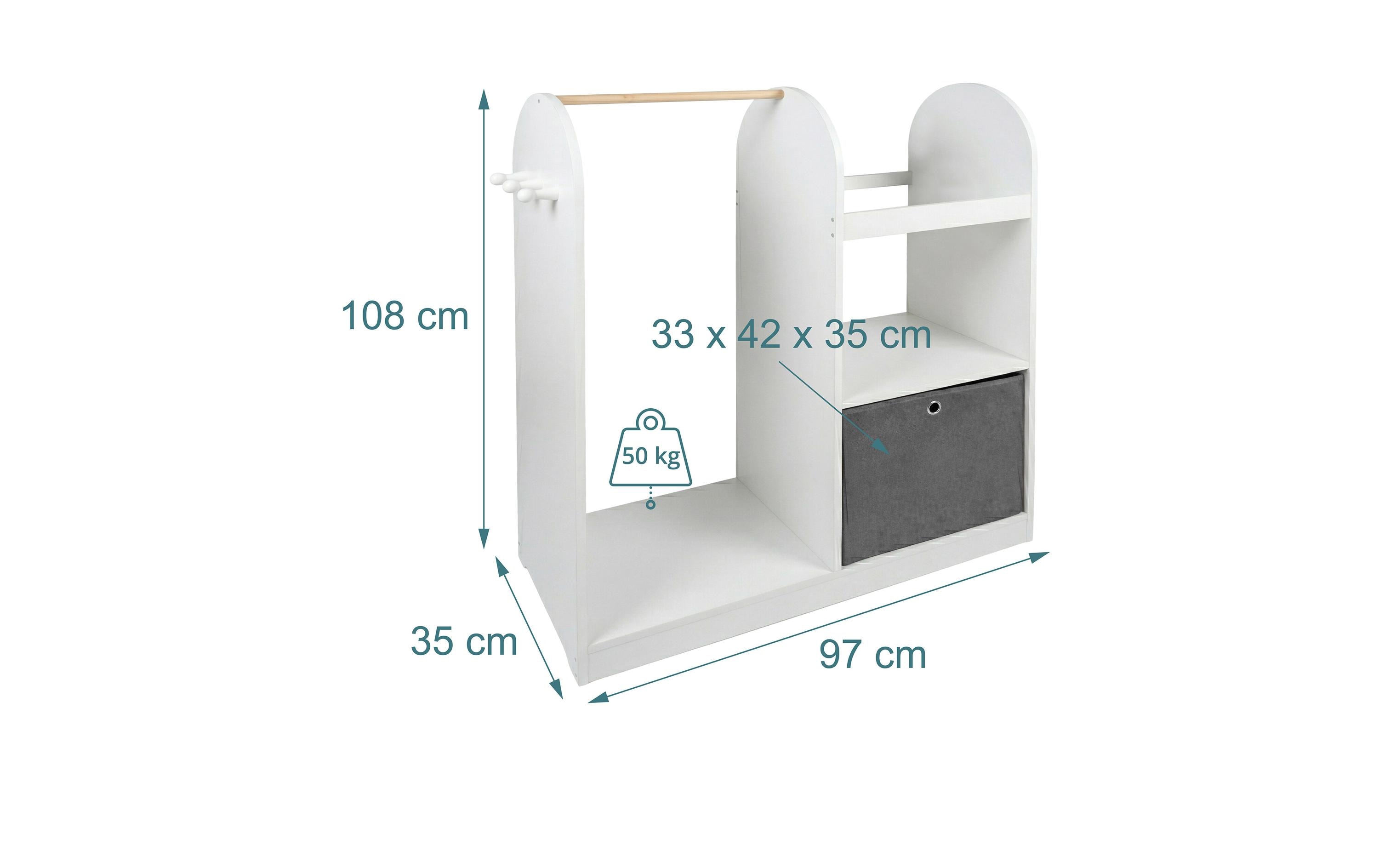 relaxdays Kindergarderobe mit Stoffbox