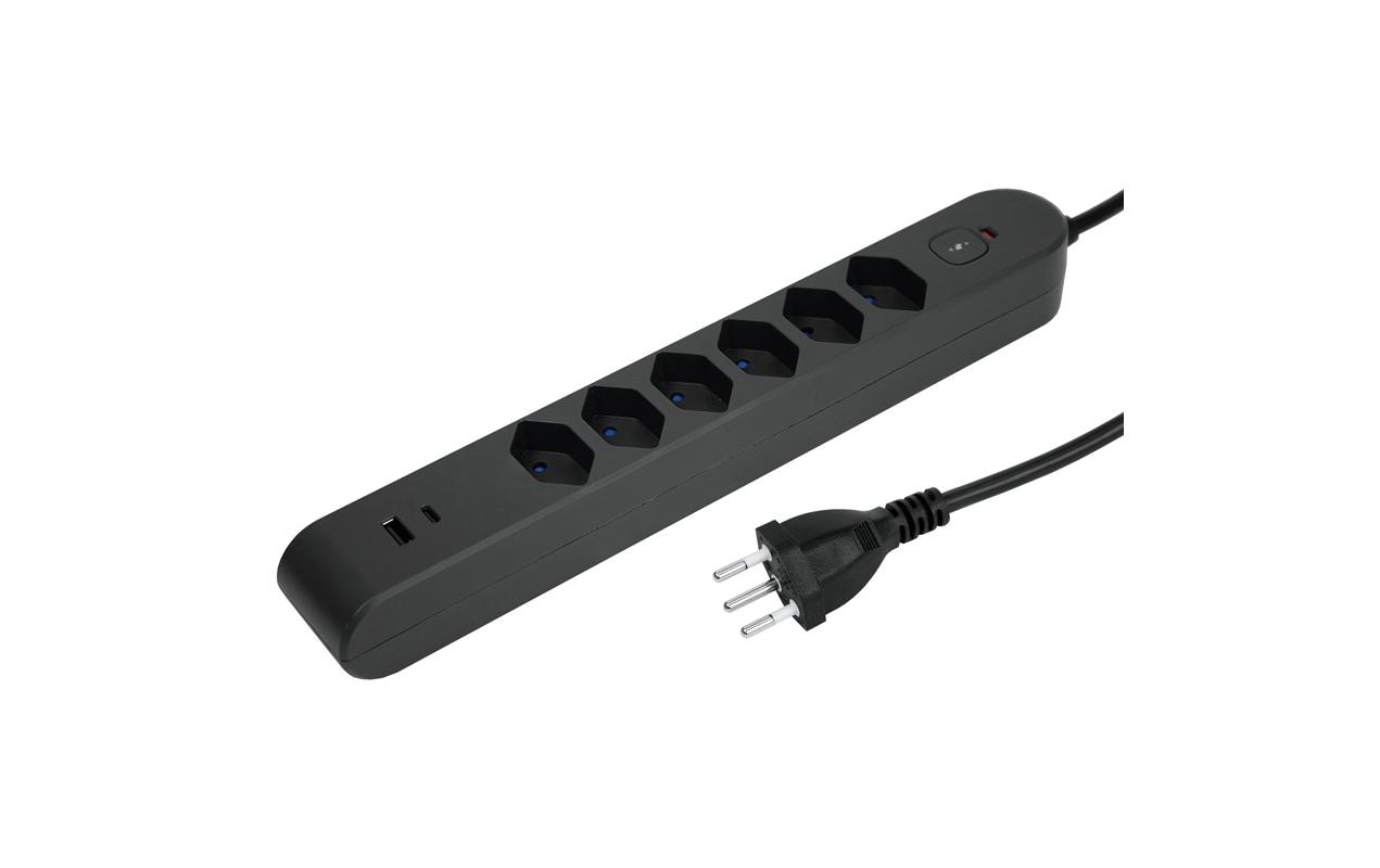 STEFFEN Steckdosenleiste IQ 6 x T13, USB-A+C Anthrazit, 3 m Kabel STEFFEN Steckdosenleiste IQ 6 x T13, USB-A+C Anthrazit, 3 m Kabel