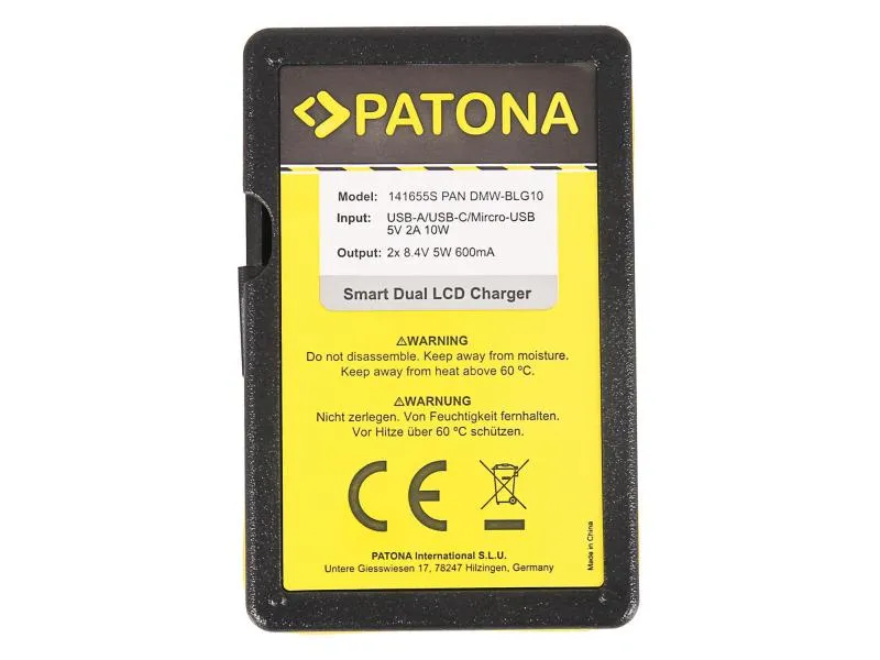 Patona Ladegerät Smart Dual LCD USB Panasonic DMW-BLG10 Patona Ladegerät Smart Dual LCD USB Panasonic DMW-BLG10