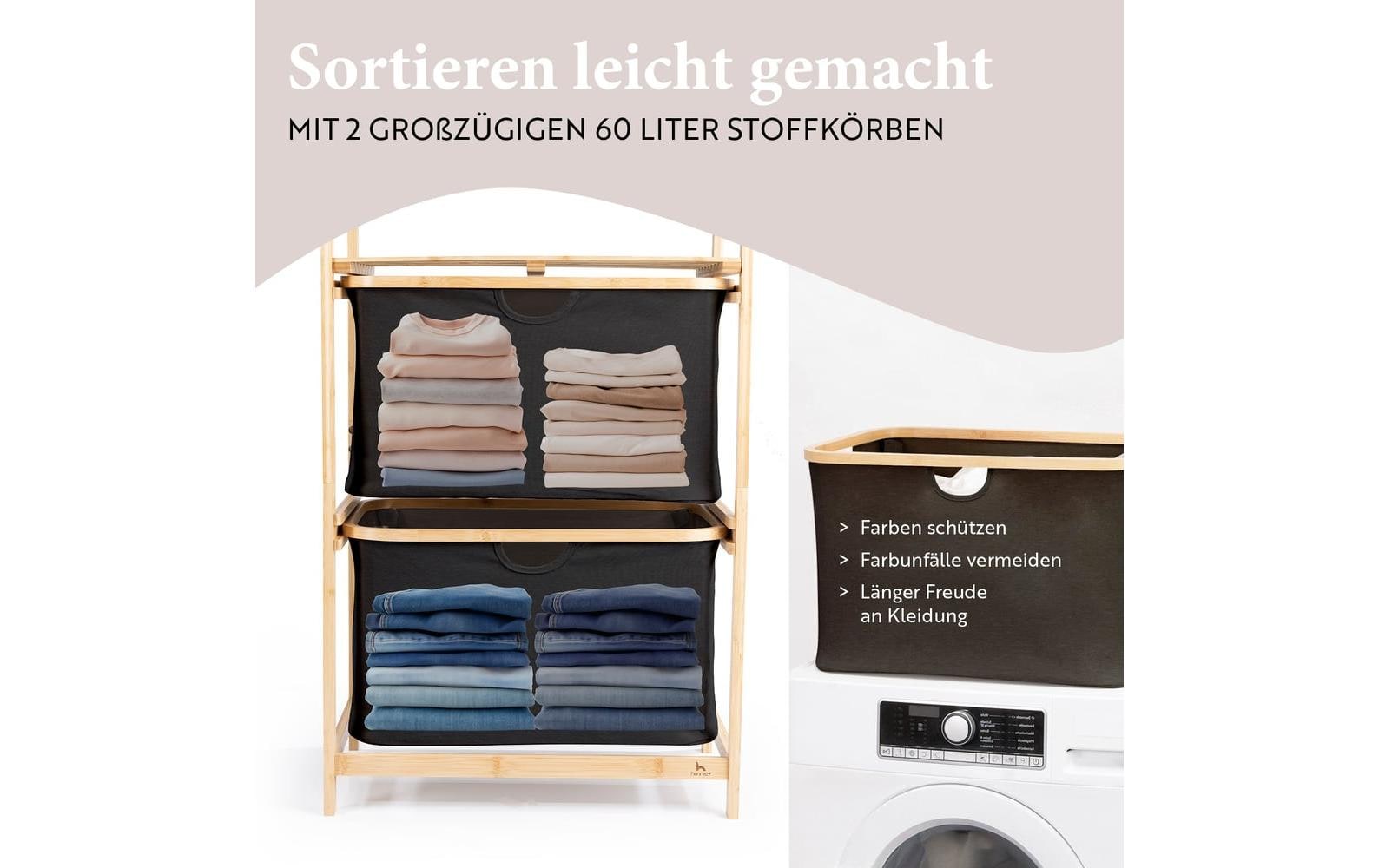 Hennez Regal Bambus mit Ablage und Körben Hennez Regal Bambus mit Ablage und Körben