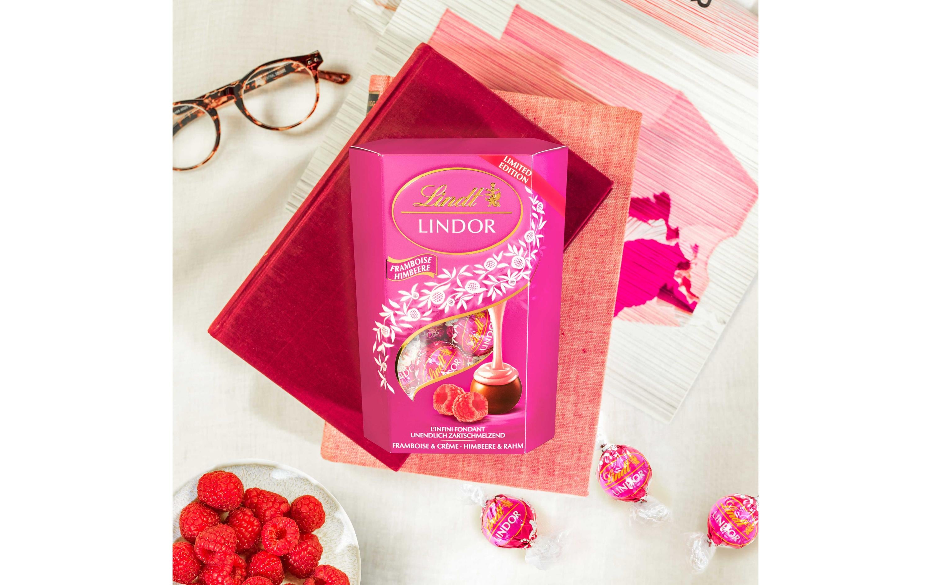 Lindt Schokoladen-Pralinen Lindor Kugeln Himbeere & Rahm 200 g Lindt Schokoladen-Pralinen Lindor Kugeln Himbeere & Rahm 200 g